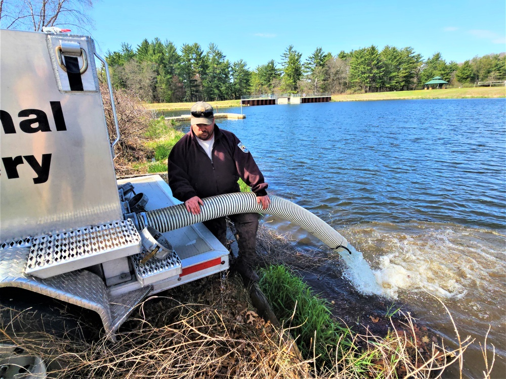 USFWS stocks more than 15,000 rainbow trout in Fort McCoy’s waterways for 2024 fishing season