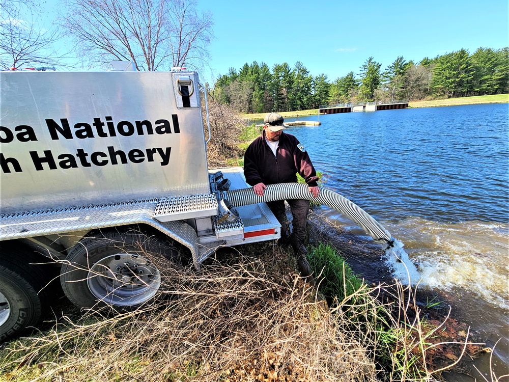 USFWS stocks more than 15,000 rainbow trout in Fort McCoy’s waterways for 2024 fishing season