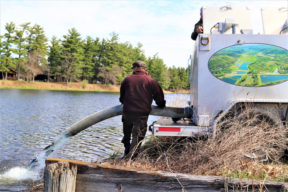 USFWS stocks more than 15,000 rainbow trout in Fort McCoy’s waterways for 2024 fishing season