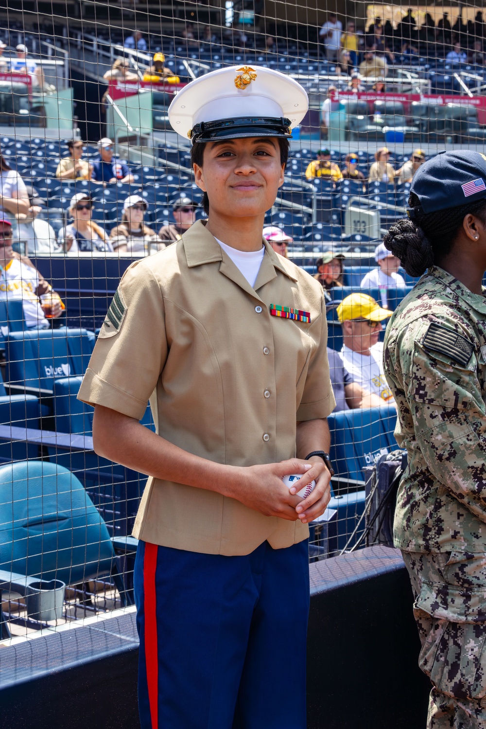 Camp Pendleton Marines join San Diego Padres in the Salute to Women in the Military game
