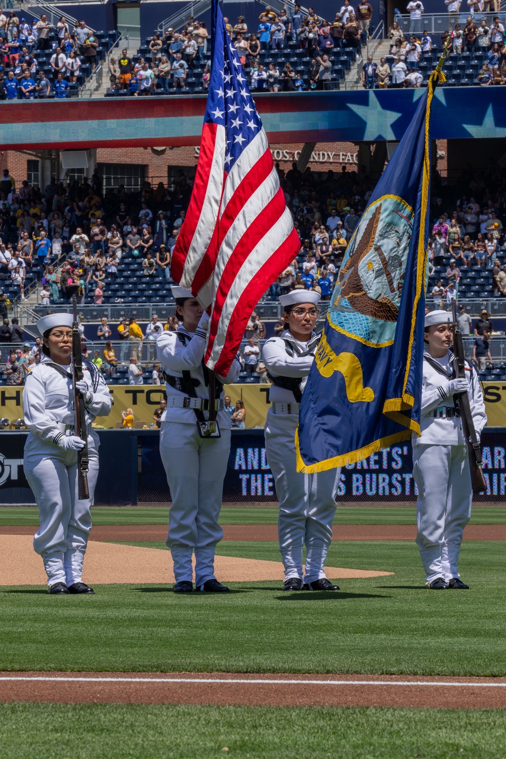 Camp Pendleton Marines join San Diego Padres in the Salute to Women in the Military game