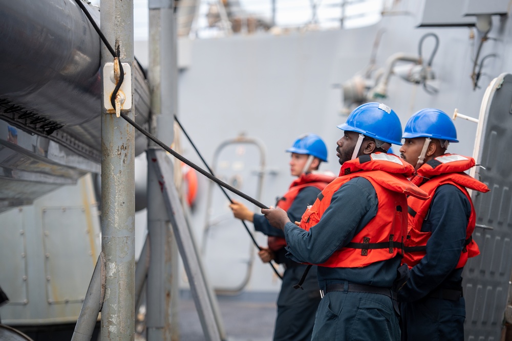 Sailors participate in small boat operations