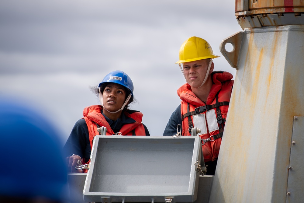 Sailors participate in small boat operations