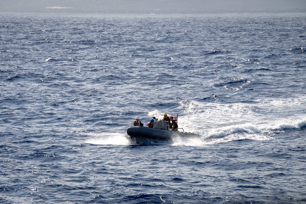 USS William P. Lawrence Sailors participate in small boat operations