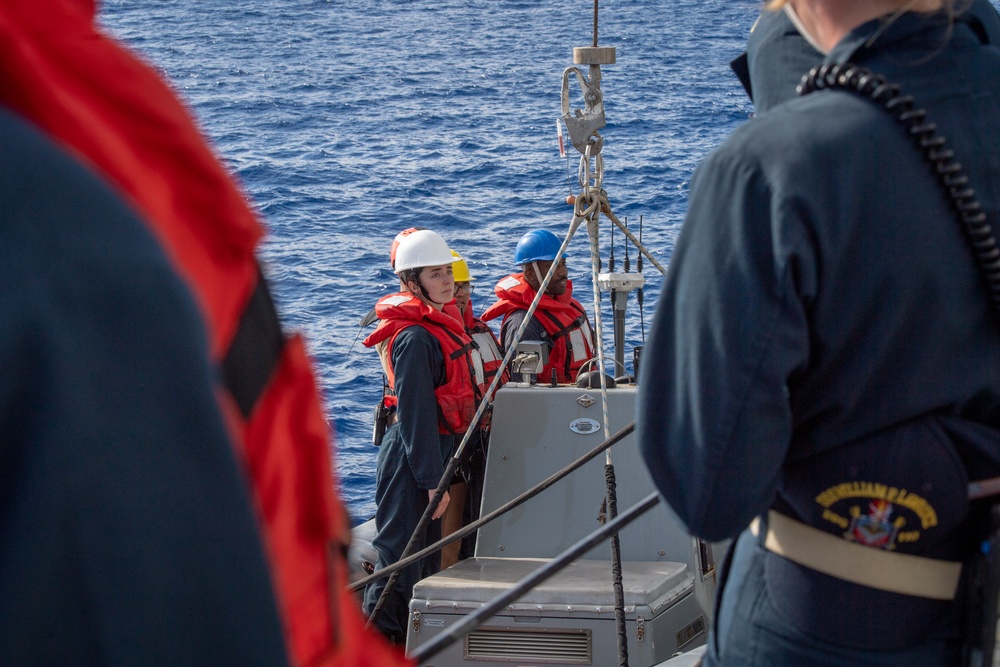 USS William P. Lawrence Sailors participate in small boat operations