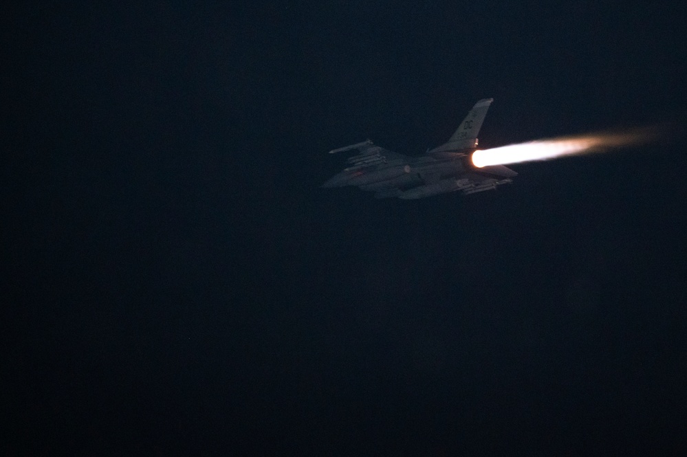 F-16s take off to support combat operations
