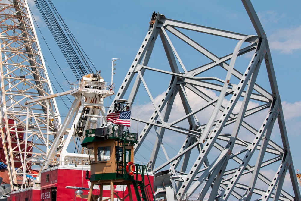 Wreckage removal continues on the Francis Scott Key Bridge