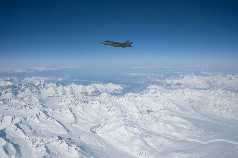 Italian F-35 refuels over the JPARC during RED FLAG-Alaska 24-1