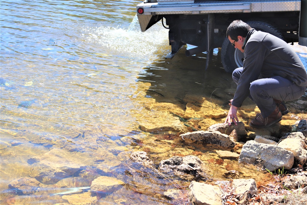 USFWS stocks more than 15,000 rainbow trout in Fort McCoy’s waterways for 2024 fishing season