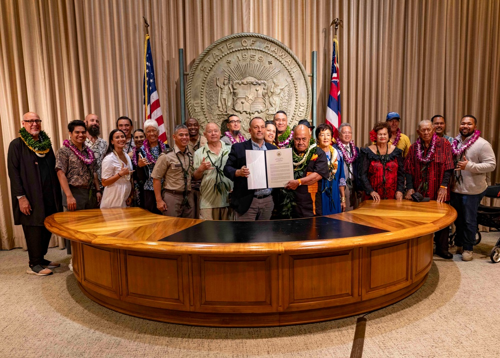 Hawaii Governor Josh Green and Navy Closure Task Force-Red Hill Recognize the Efforts of Uncle Kalani Whitford