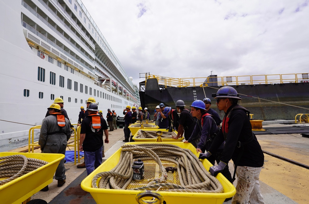 Pride of America cruise ship arrives at Pearl Harbor Shipyard