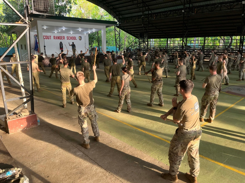 Balikatan 24: Charlie Company 2nd Battalion, 27th Infantry Regiment, 3rd Infantry Brigade Combat Team, 25th Infantry Division trains hand-to-hand combatives with the First Scout Ranger Regiment