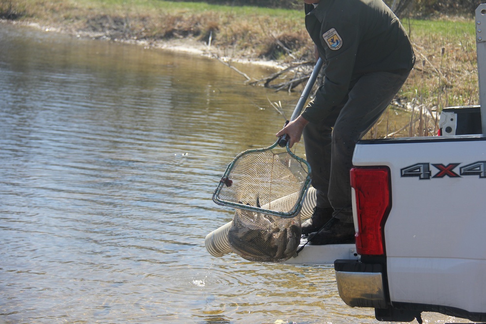 USFWS stocks more than 15,000 rainbow trout in Fort McCoy’s waterways for 2024 fishing season