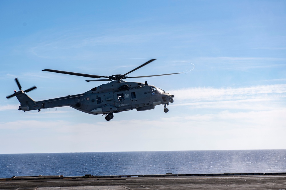 Iltalian Navy Rear Adm. Alberto Tarabotto Visits the USS Dwight D. Eisenhower in the Mediterranean Sea