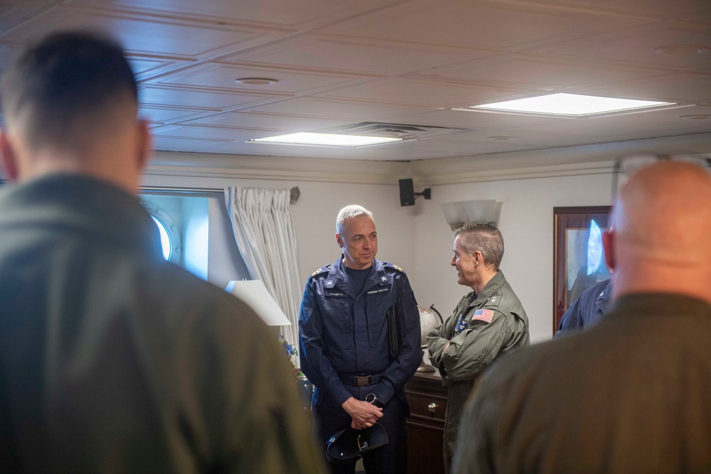 Italian Navy Rear Adm. Alberto Tarabotto Visits the USS Dwight D. Eisenhower in the Mediterranean Sea