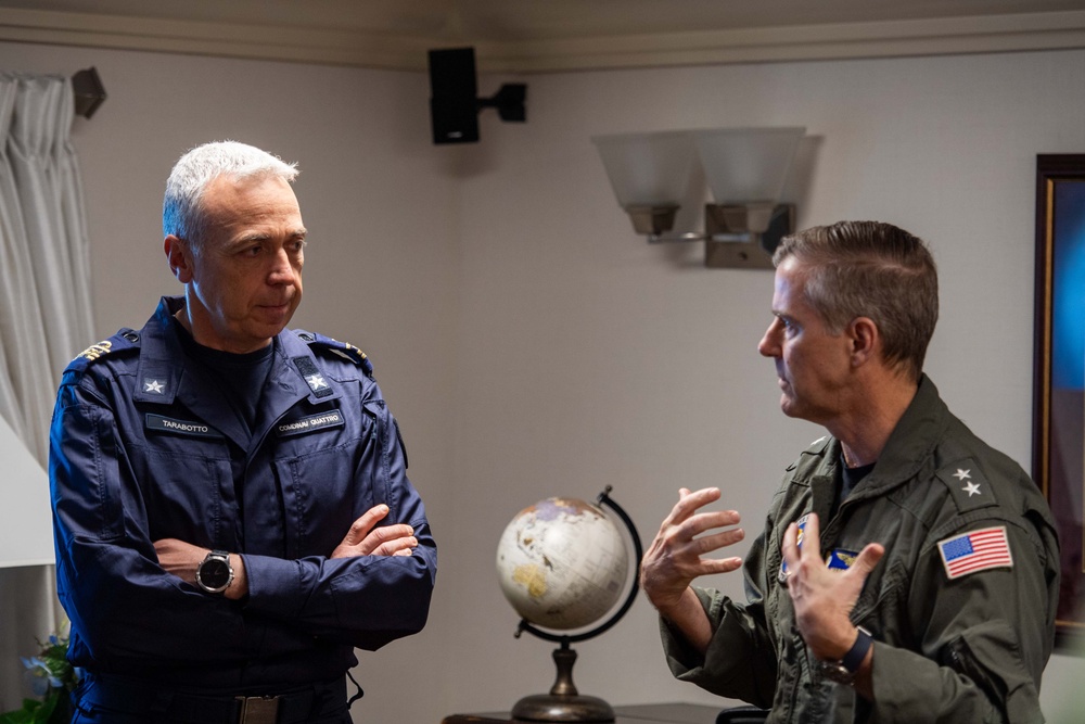 Italian Navy Rear Adm. Alberto Tarabotto Visits the USS Dwight D. Eisenhower in the Mediterranean Sea