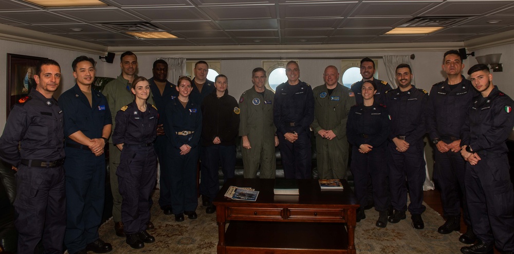 Italian Navy Rear Adm. Alberto Tarabotto Visits the USS Dwight D. Eisenhower in the Mediterranean Sea