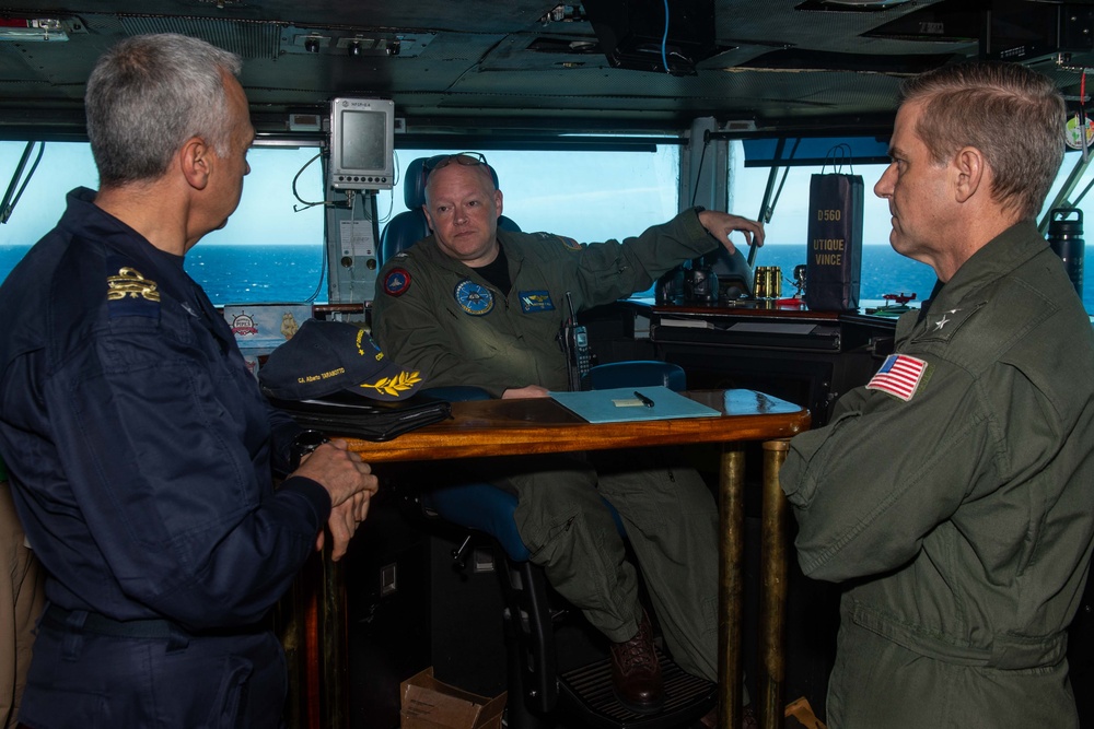 Italian Navy Rear Adm. Alberto Tarabotto Visits the USS Dwight D. Eisenhower in the Mediterranean Sea