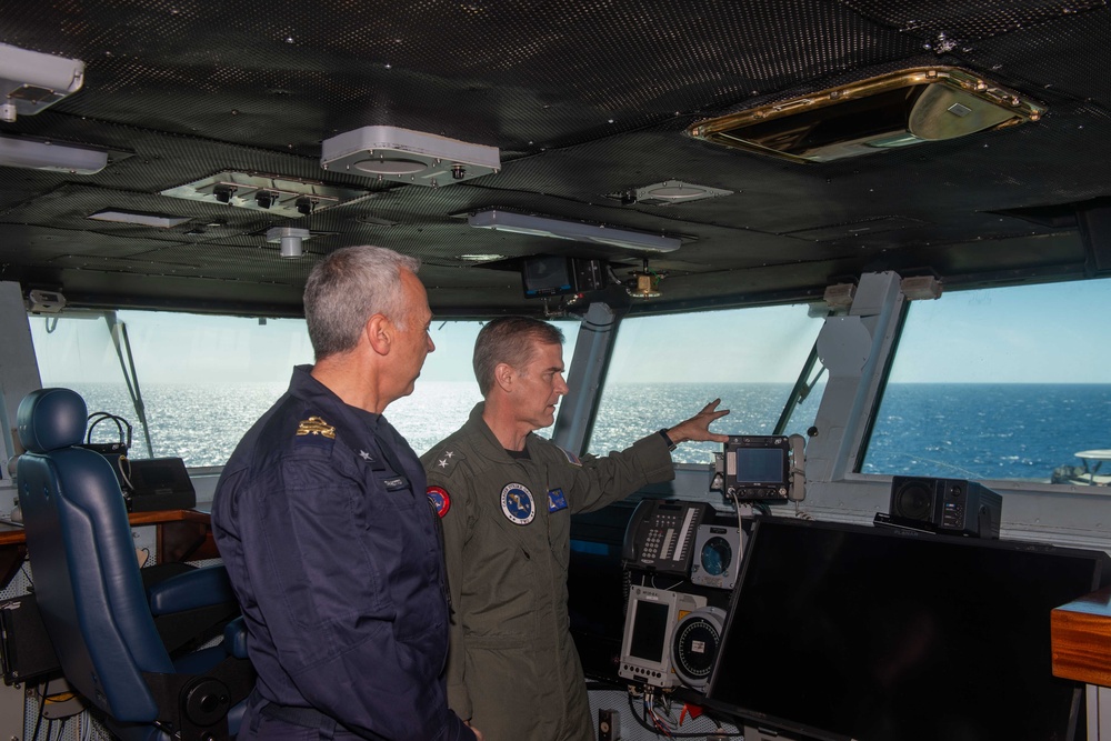 Italian Navy Rear Adm. Alberto Tarabotto Visits the USS Dwight D. Eisenhower in the Mediterranean Sea