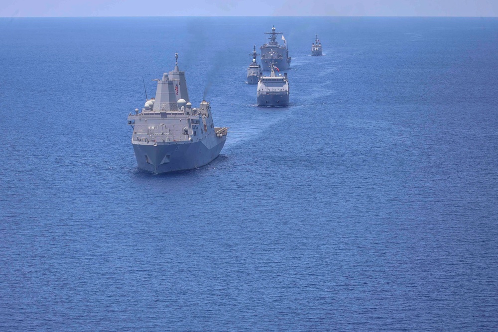 Balikatan 24: USS Somerset, USS Harpers Ferry Sail with Philippine, French Navies