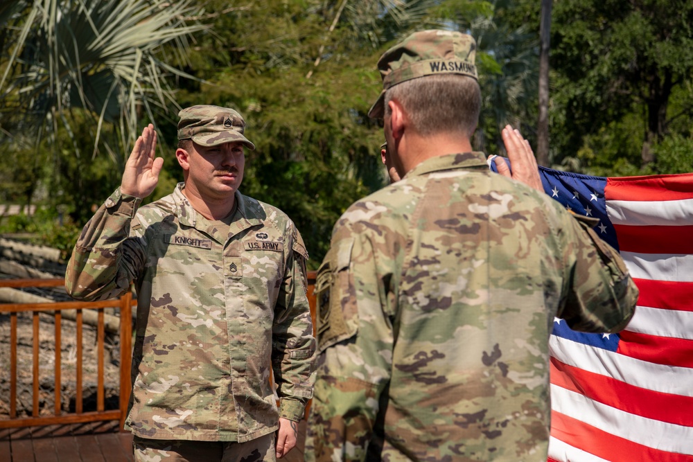 Staff Sgt. Stephan Knight reenlists at African Land Forces Summit 2024