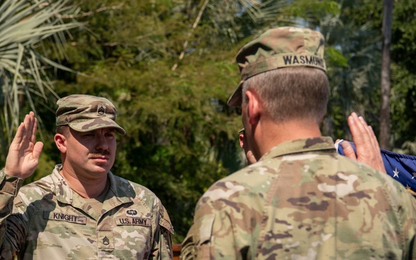 Staff Sgt. Stephan Knight reenlists at African Land Forces Summit 2024