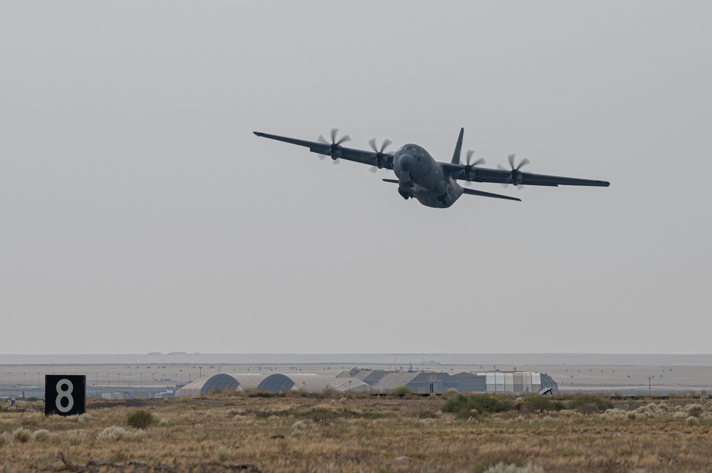 Two AFCENT C-130s takeoff with humanitarian aid bound for Gaza