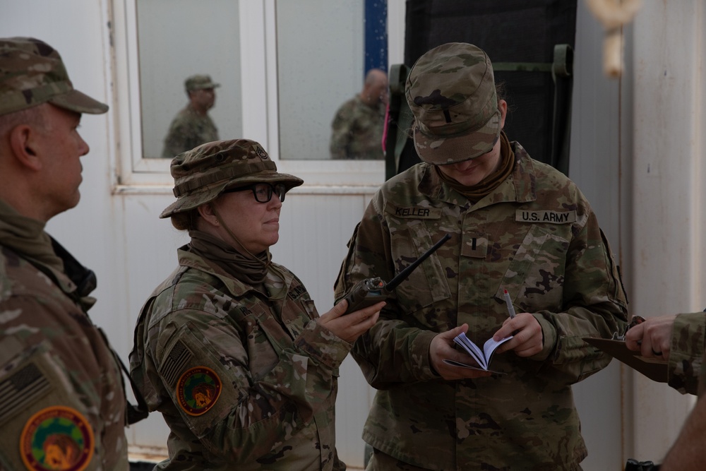 909th Forward Resuscitative and Surgical Detachment conducts a casualty evacuation drill at African Lion 2024