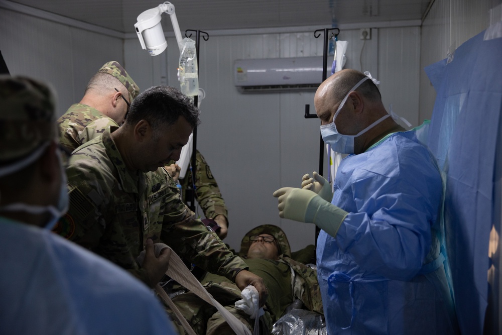 909th Forward Resuscitative and Surgical Detachment conducts a casualty evacuation drill at African Lion 2024