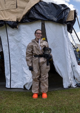 Pvt. 1st Class Carley Paschal, speaks about her time in the Alabama National Guard and job as a Chemical Specialist