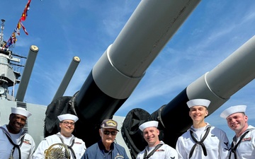 U.S. Fleet Forces Band's Brass Quintet (Blue) supports USS Wisconsin 80th Birthday Ceremony