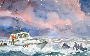 US Coast Guard Art Program 2000 Collection, Object Id# 200039, &quot;Rescue at Cape Disappointment,&quot; Charles W. Strissel