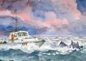 US Coast Guard Art Program 2000 Collection, Object Id# 200039, &quot;Rescue at Cape Disappointment,&quot; Charles W. Strissel