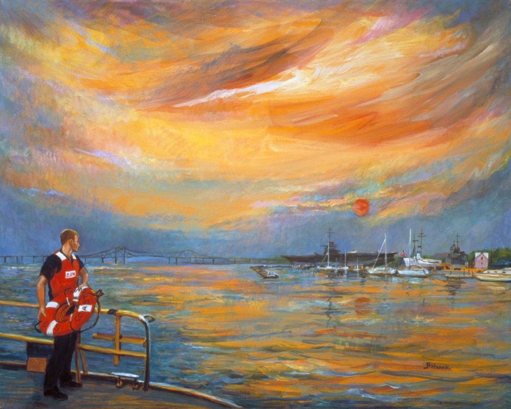 US Coast Guard Art Program 2000 Collection, Object Id# 200042, &quot;Semper Paratus at Patriots Point,&quot; Cathy Babcock