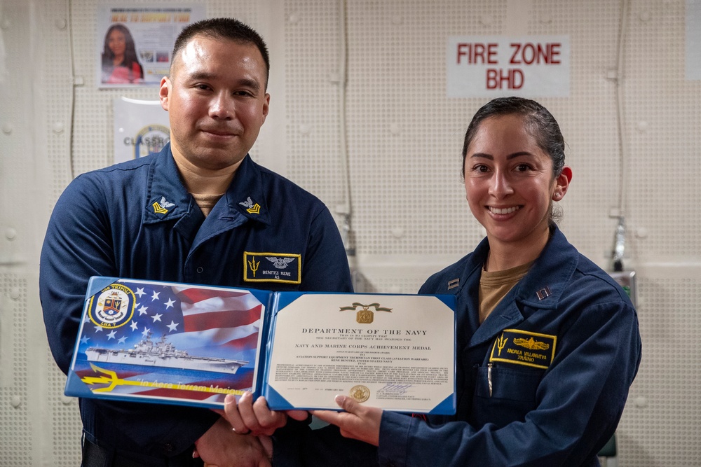 USS Tripoli engineers recive Awards