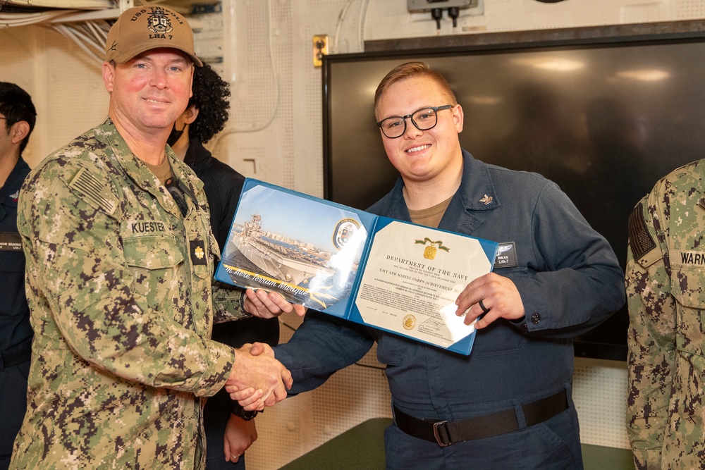 USS Tripoli engineers recive Awards