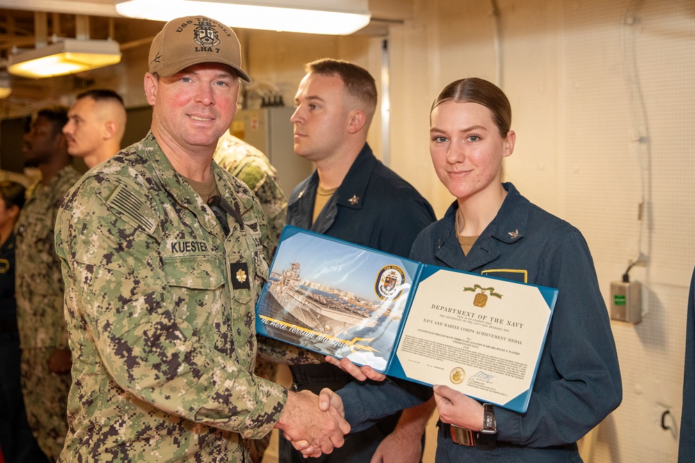 USS Tripoli engineers recive Awards