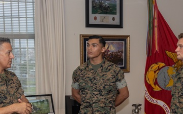 Brigadier General Chalkley Congratulates NCO and Marine of the Quarter