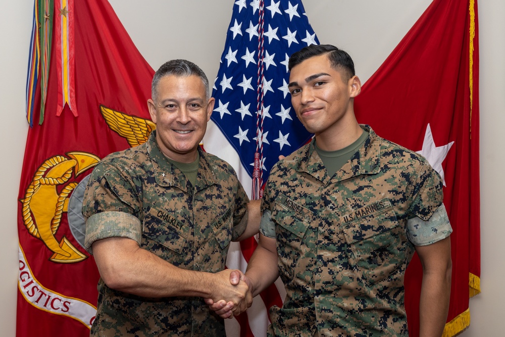 Brigadier General Chalkley Congratulates NCO and Marine of the Quarter