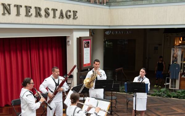 US Pacific Fleet woodwind quintet performs during a public concert at Ala Moana Center