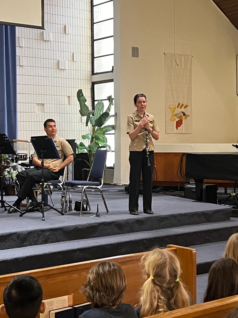 US Pacific Fleet Band woodwind quintet plays an afternoon concert for families at Joint Base Pearl Harbor-Hickam