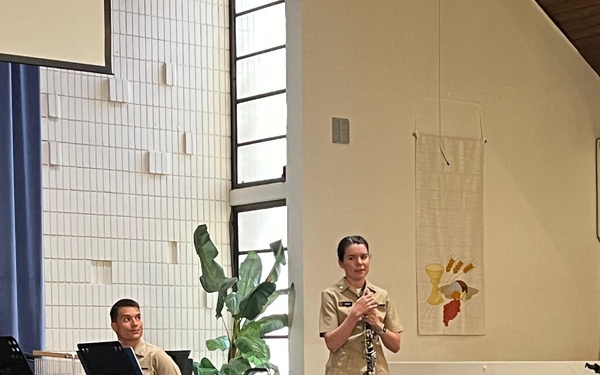 US Pacific Fleet Band woodwind quintet plays an afternoon concert for families at Joint Base Pearl Harbor-Hickam