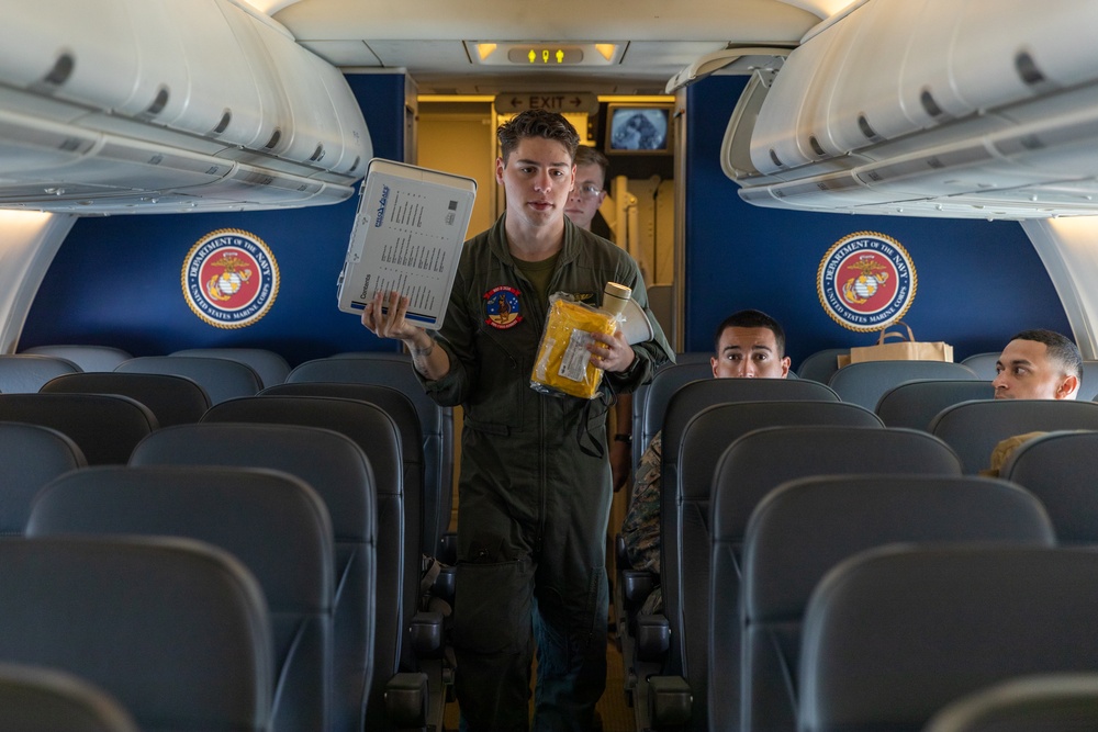 MRF-D 24.3: VMR-1 Marines rehearse in-flight egress procedures