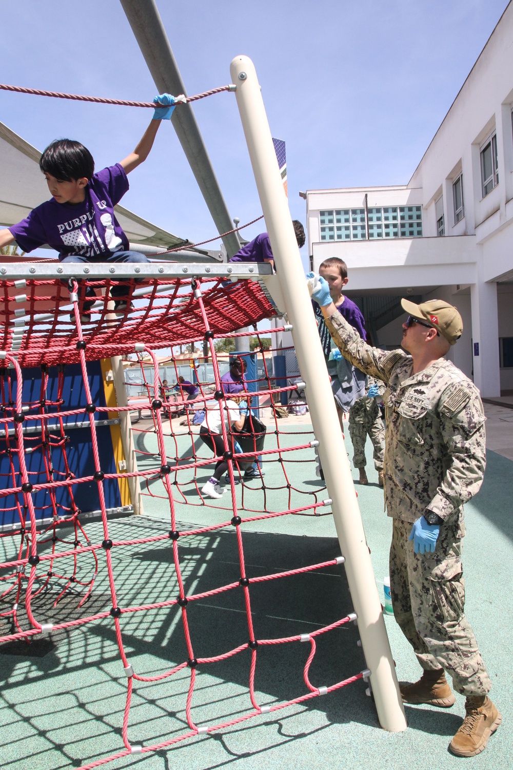 Working Together: Sailors and Students Complete Beautification Project at Rota Elementary School