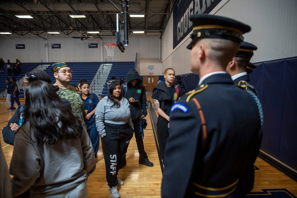 Joint Armed Forces Color Guard Engage with Detroit High School Students