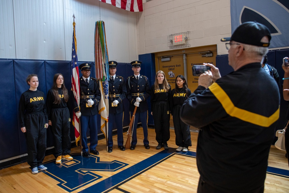 Joint Armed Forces Color Guard Engage with Detroit High School Students