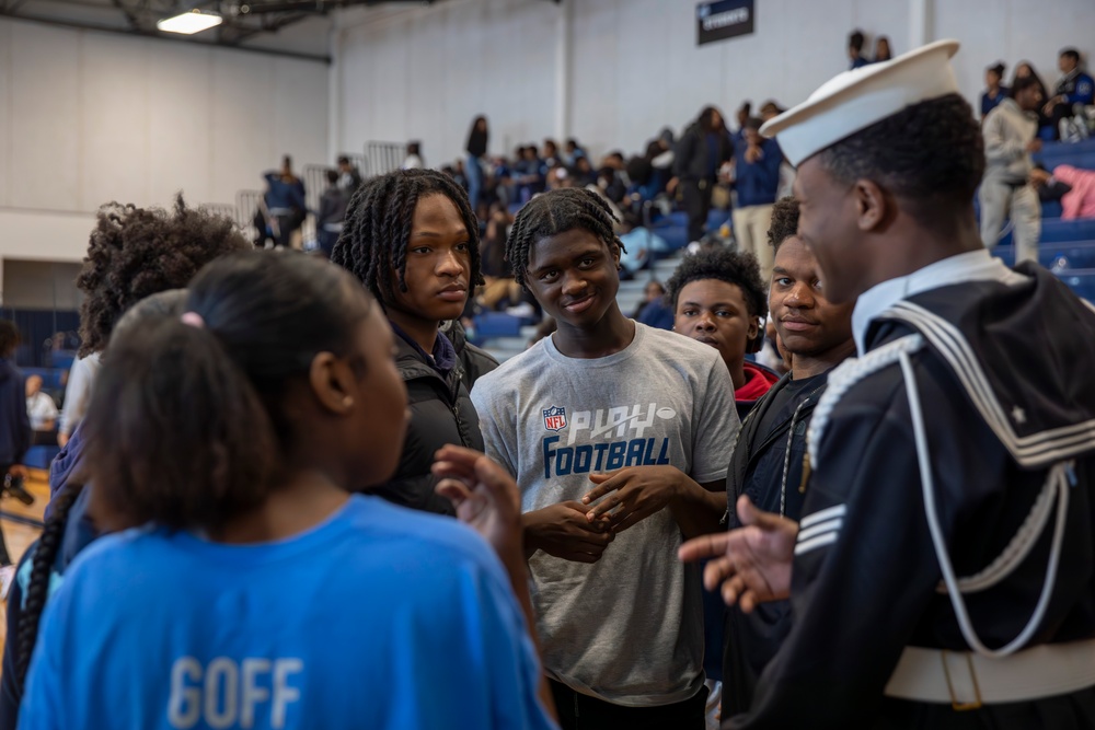 Joint Armed Forces Color Guard Engage with Detroit High School Students