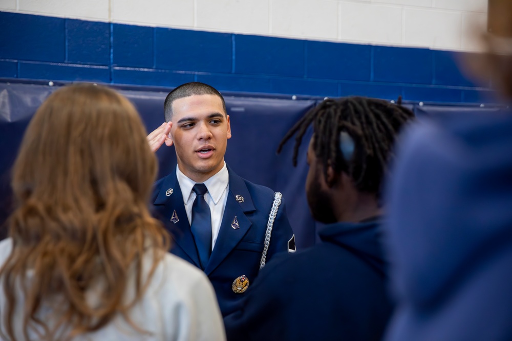 Joint Armed Forces Color Guard Engage with Detroit High School Students