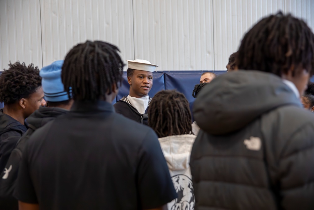 Joint Armed Forces Color Guard Engage with Detroit High School Students