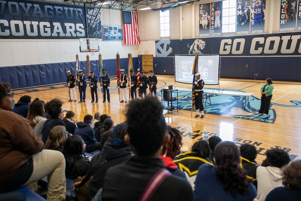 Joint Armed Forces Color Guard Engage with Detroit High School Students